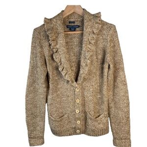 Ralph Lauren Women's Hand Knit VTG Shawl Collar Sweater Hemp & Silk